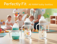CHUBBIEE bottle handles showing quick and simple installation for parents.
