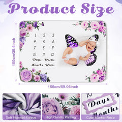 Chumia milestone blanket with floral border frames two decorative memory frames