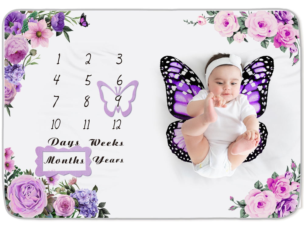 Chumia baby milestone blanket front view with ample space for monthly photos and props