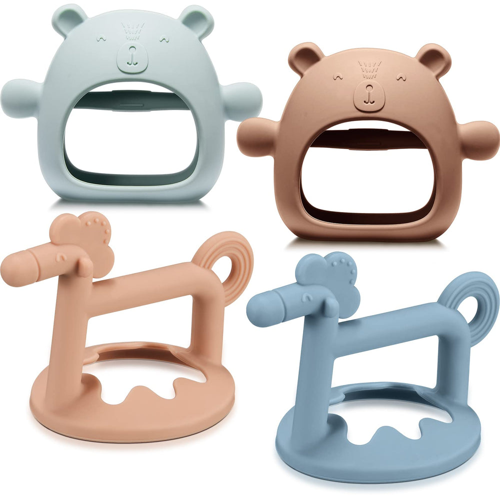 Chumia bear-teether-blue angled view for soothing teething relief