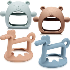 Chumia bear-teether-blue angled view for soothing teething relief
