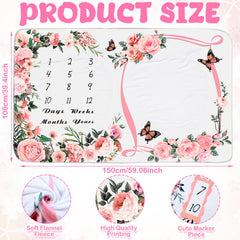 Chumia felt flower wreath frame pink displayed on blanket for monthly memory keepsakes