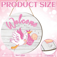 Chunful baby girl door sign pink round plaque enhances nursery decor.