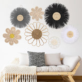 Chunful rattan sunflower circle wall decor brightens living spaces with boho charm.