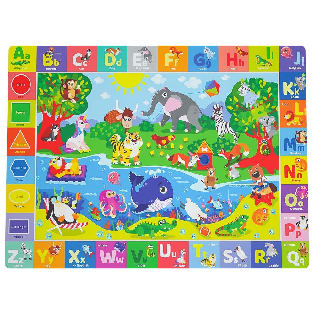 Chunsemeiju baby play mat with ABC letters and soft plush surface for safe crawling.