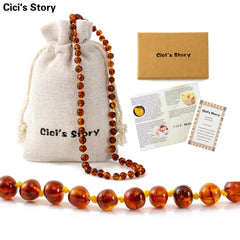 Cici's Story Baltic Amber Necklace cognac gift box shows ready-for-gift presentation.