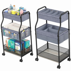 Cidaziya 3-tier diaper cart top view for quick nursery item access.