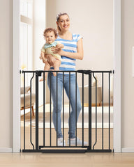 Cideny 34in extra tall gate for stairs, enhanced protection against climbing toddlers.