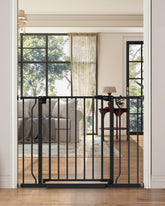 Cideny baby gate on stairs showing auto-close feature for safer passage