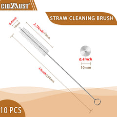 CIDYAUST 10-pack straw brushes stacked ready for daily straw cleaning tasks