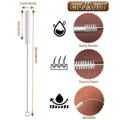CIDYAUST 304 stainless steel straw cleaner brush highlighting durability for heavy-use tasks