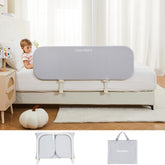 Ciilee Baby Bed Rail folded with carrying bag showing travel-ready setup