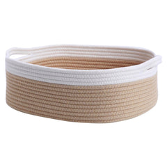 CIKI HOME woven cotton rope storage basket closed view shows sturdy soft-touch organization