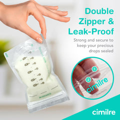 cimilre breastmilk bag shows measurement markers for accurate portioning