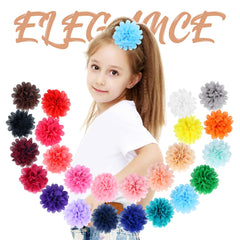 Cinaci chiffon flower clip in 25 colors enables easy color coordination.