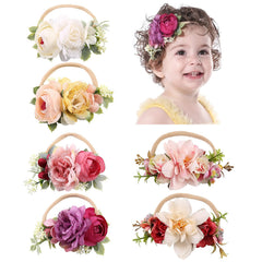 Cinaci pink rose headband with large bloom, ideal for baby photoshoots