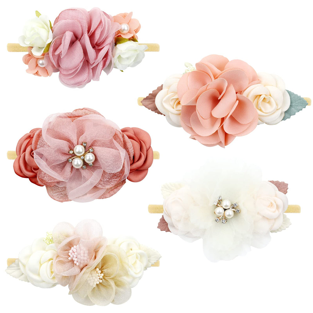 Cinaci flower headband ivory close-up shows soft fabric and delicate embellishments
