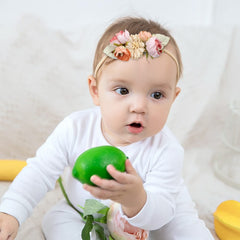 Cinaci flower headband skin - comfortable one-size fit for newborns to toddlers.