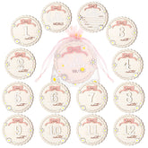 Cinnvoice Hello World milestone card front for newborn announcements