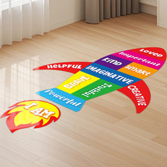 Cinrobiye rocket-hopscotch floor decal energizes classrooms with playful motivation.