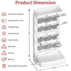CINWWNI bottle drying rack side view demonstrates vertical storage for 12 bottles.