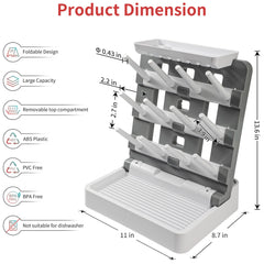 CINWWNI bottle-drying-rack full-capacity setup shows vertical storage for up to 12 bottles.