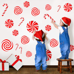 CIOEY Peppermint Floor Decals design-a 5.9-inch close-up for festive floor decoration and easy removal.