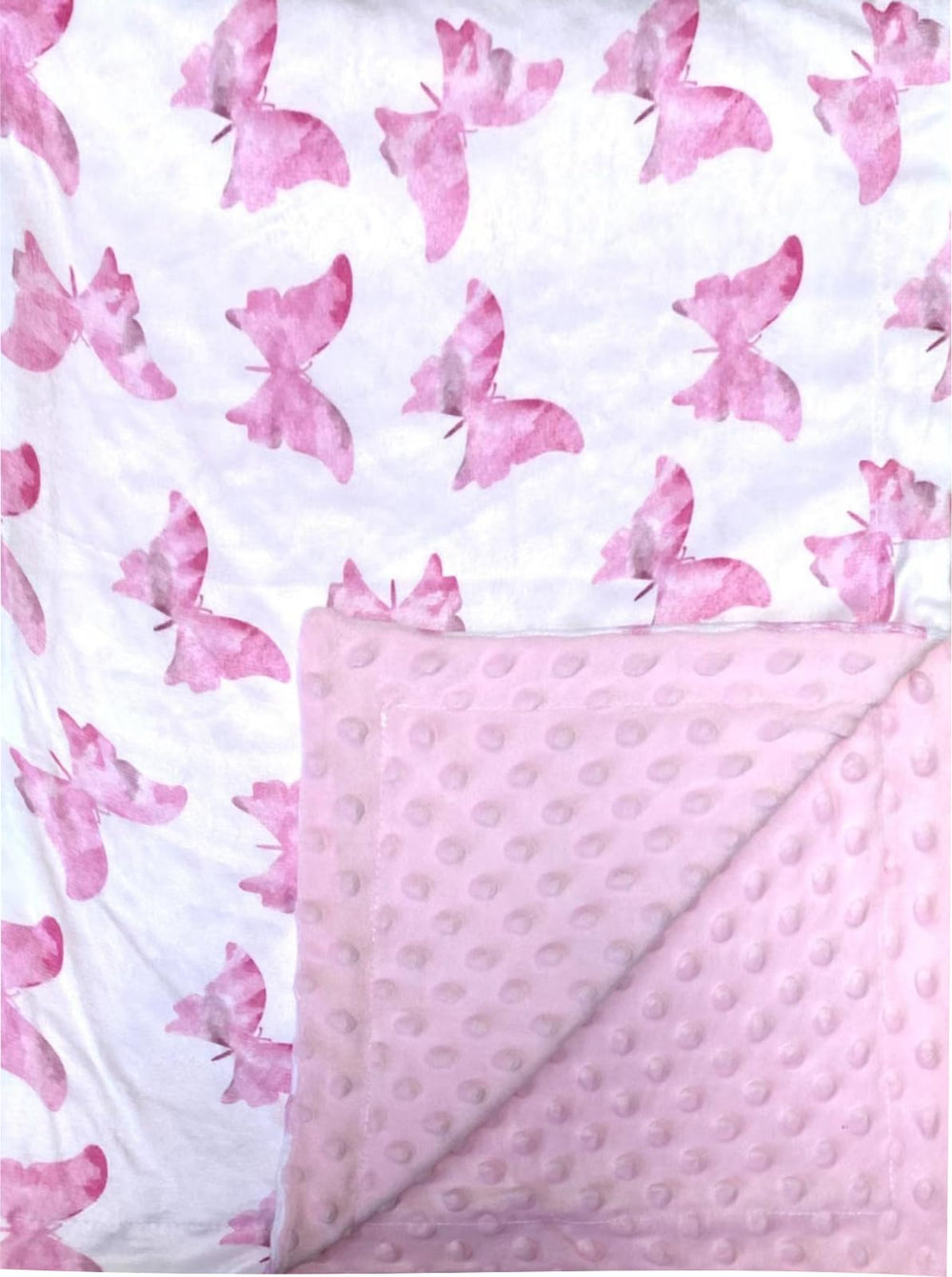Citihomy baby blanket butterfly pink close-up of ultra-soft minky fabric for newborn comfort