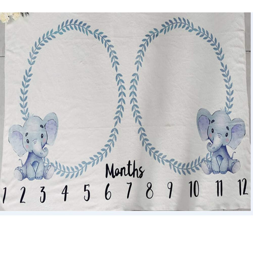 Citihomy baby monthly blanket twin blue elephant frame setup for milestone photos