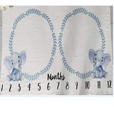 Citihomy baby monthly blanket twin blue elephant frame setup for milestone photos