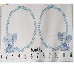 Citihomy baby monthly blanket twin blue elephant frame setup for milestone photos