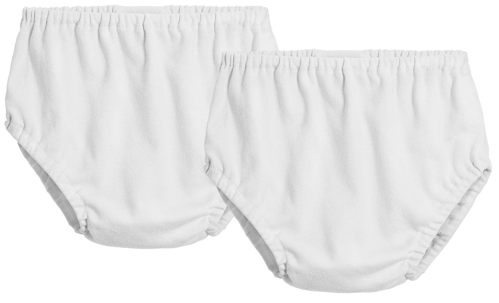 City Threads diaper cover white front shows soft cotton and gentle fit.