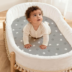 Civarua Kids bassinet sheets show the 360-degree elastic secure fit