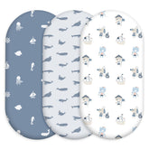 Civarua Kids bassinet sheets in blue ocean sailor, packaged for quick setup and gifting.