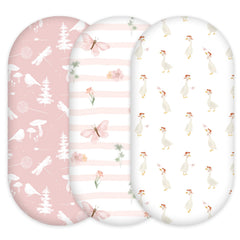 Civarua Kids pink butterfly sheets folded, showing soft breathable fabric for year-round comfort