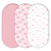 Civarua Kids bassinet sheets rainbow pink packaging highlights soft 3-pack value