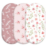 Civarua Kids floral bassinet sheets, side view, showcasing breathable year-round comfort.