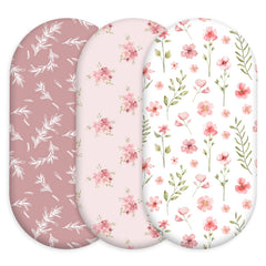 Civarua Kids floral bassinet sheets, side view, showcasing breathable year-round comfort.