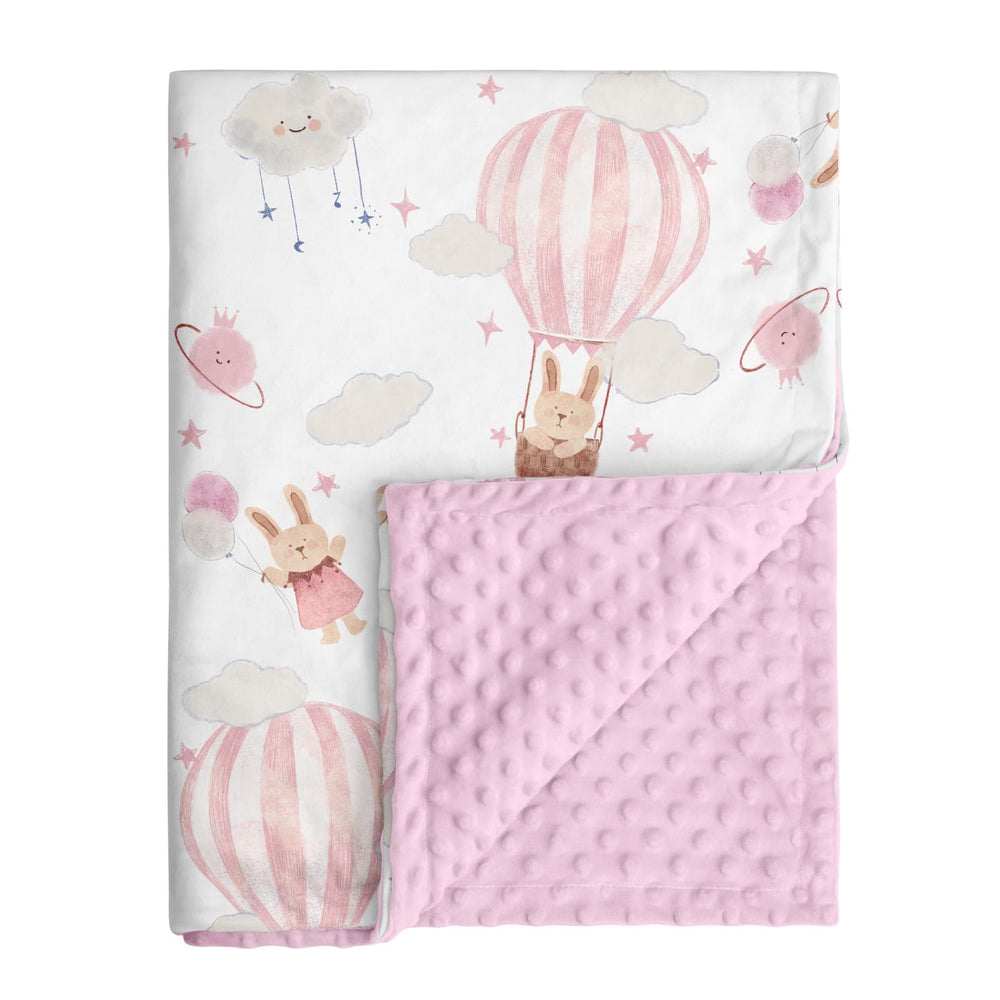 CIVARUA KIDS Minky blanket pink bunny close-up highlights plush warmth for snuggles