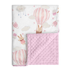 CIVARUA KIDS Minky blanket pink bunny close-up highlights plush warmth for snuggles