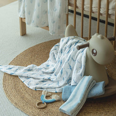 Civarua Kids muslin swaddle blue whale nursing-cover image demonstrates discreet feeding support