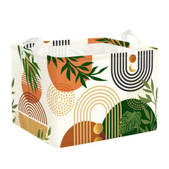 Clastyle boho geometric storage basket with leaf motif for chic nursery organization.