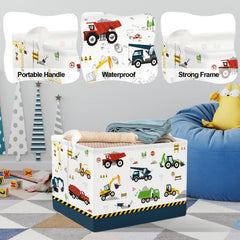 Clastyle cartoon construction truck shelf blue handle allows portable organization.