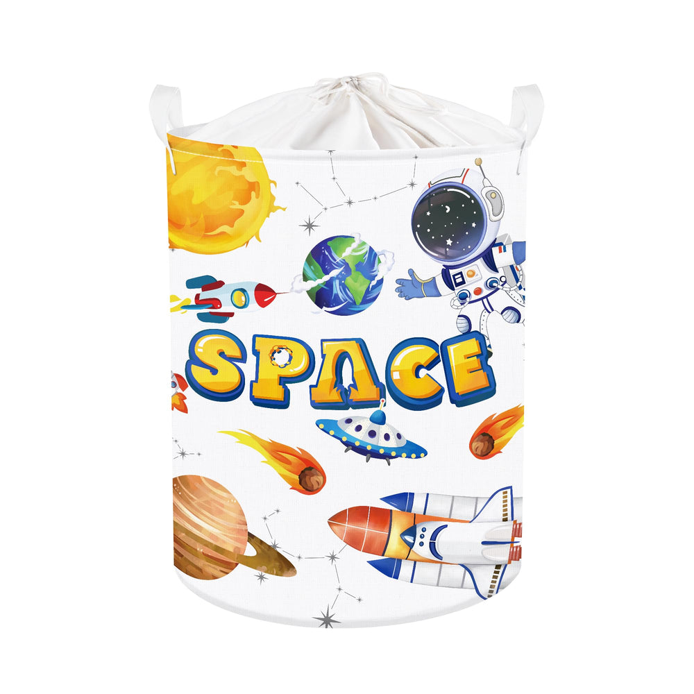 Clastyle Cosmic Space Planet Laundry Basket side view for kid-friendly organization.