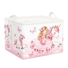 Clastyle Cute Unicorn Laundry Basket with cloud motif for toy and clothes storage