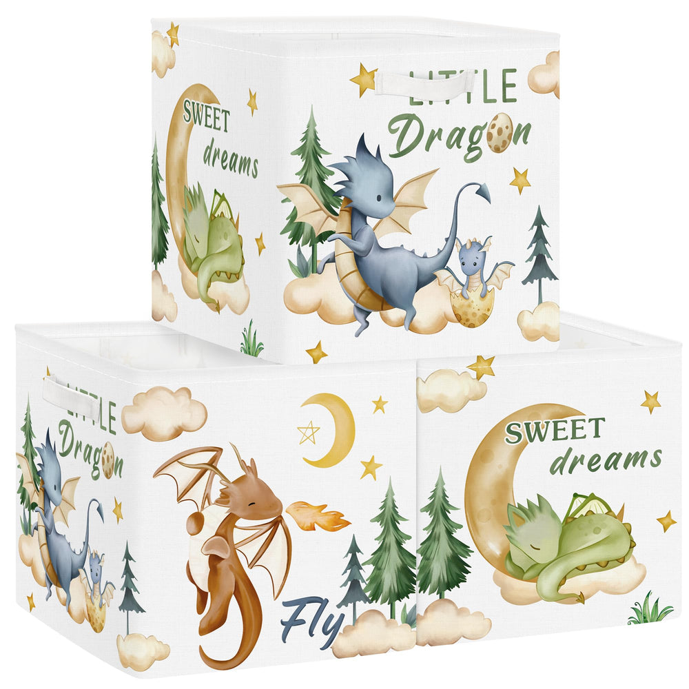 Clastyle dinosaur cube storage unit with volcano motif for playful toy organization.