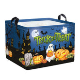 Clastyle Halloween pumpkin storage basket front view ideal for toy organization in kids' rooms.