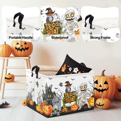 Clastyle Halloween storage basket showing 40x30x30 cm size for easy portability