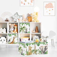 Clastyle Jungle Animals cube bin shows elephant design for quick cleanups in play areas.