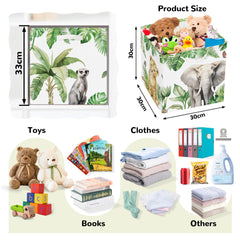Clastyle Jungle Animals cube bin with giraffe helps tidy books and blocks neatly.